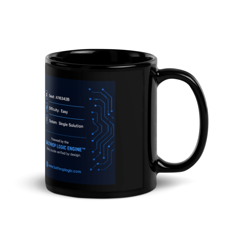 Sudoku Lab™ Black Mug — Verified by Design (15 oz)